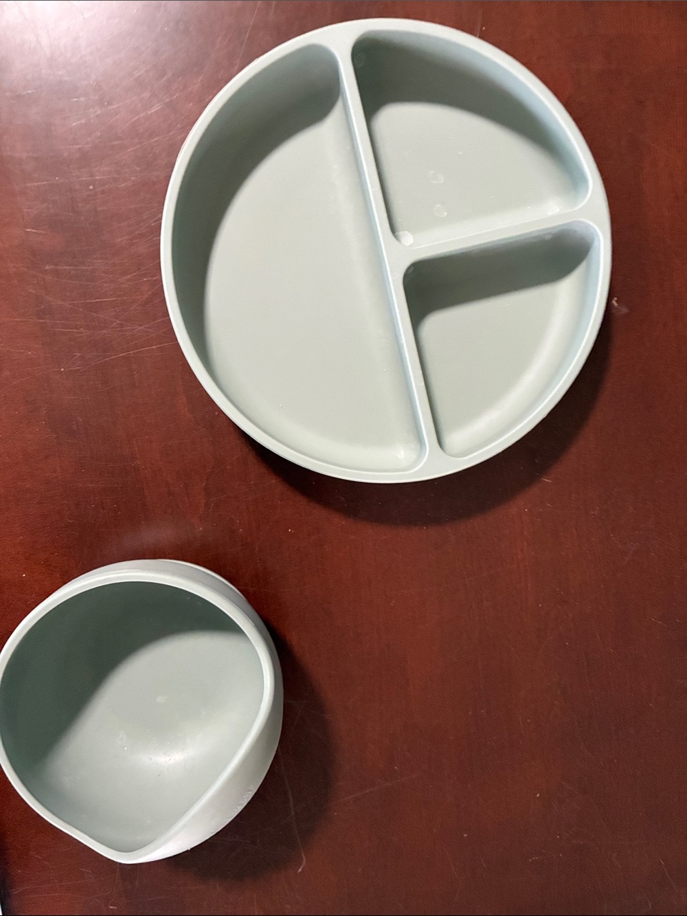 Mushie Neutral Gray Silicone Divided Plate and Bowl  Toddlers - Dining